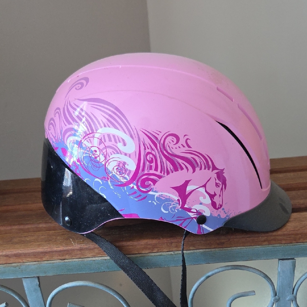 Troxel Pink Kids Helmet with Horse Design